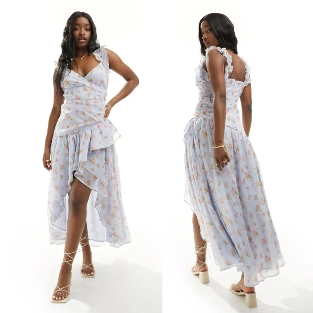 NWT | Abercrombie & Fitch Floral High Low Maxi Dress XS Tall Wedding Guest